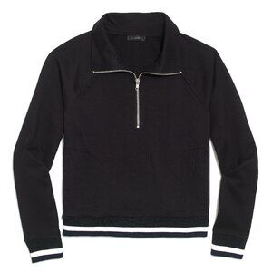 NWT J.Crew Cropped Sweatshirt Half Zip Black and White | XXS